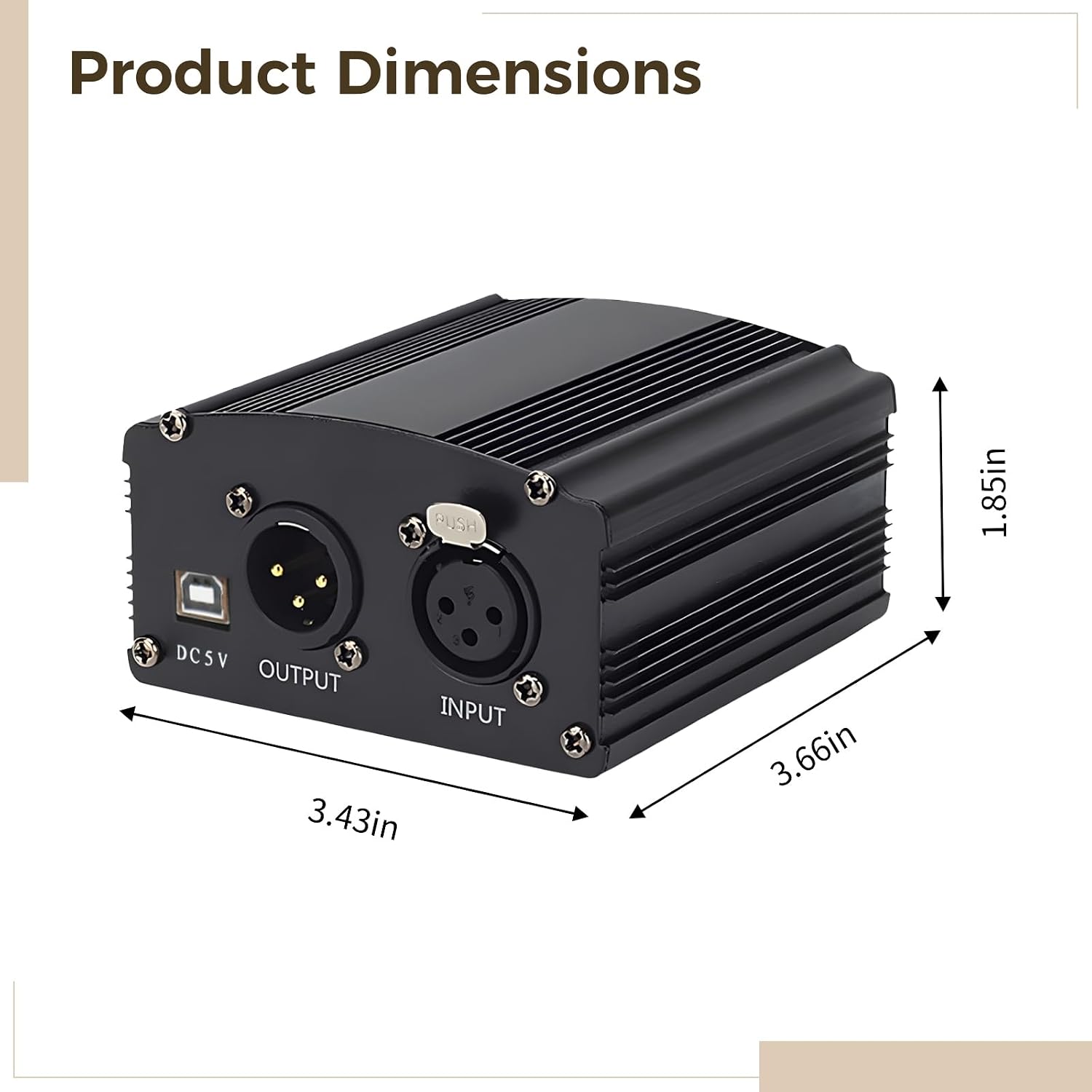 48V Portable Phantom Power Supply For Microphones, Usb-Operated, Xlr Connectivity, Noise-Canceling, Ideal For Clear Recording