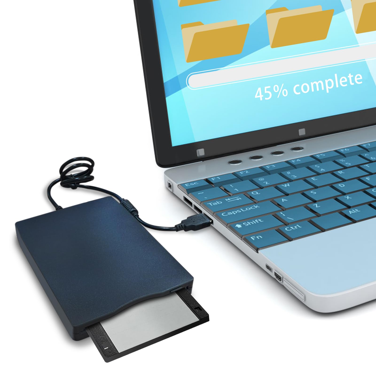 Lettore Floppy Esterno USB 3,5 Pollice Portatile, Unità Floppy Disk Drive Plug and Play per PC Mac Laptop e Notebook, Compatibile Windows 11 10 8 7 Vista XP