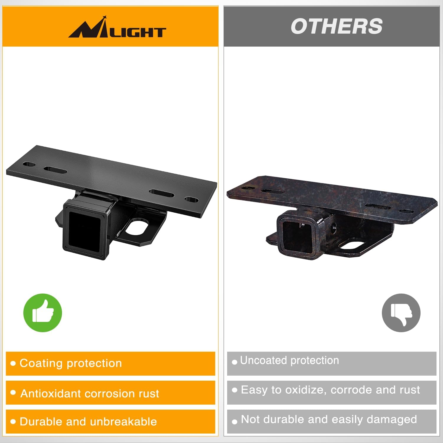 Nilight Step Hitch Bumper Mount 2 Inch Receiver Bolt-On Bike Hitch Receiver Tube Trailer Truck RV Cargo Receiver Hitch 5000 Lbs Powder Coated