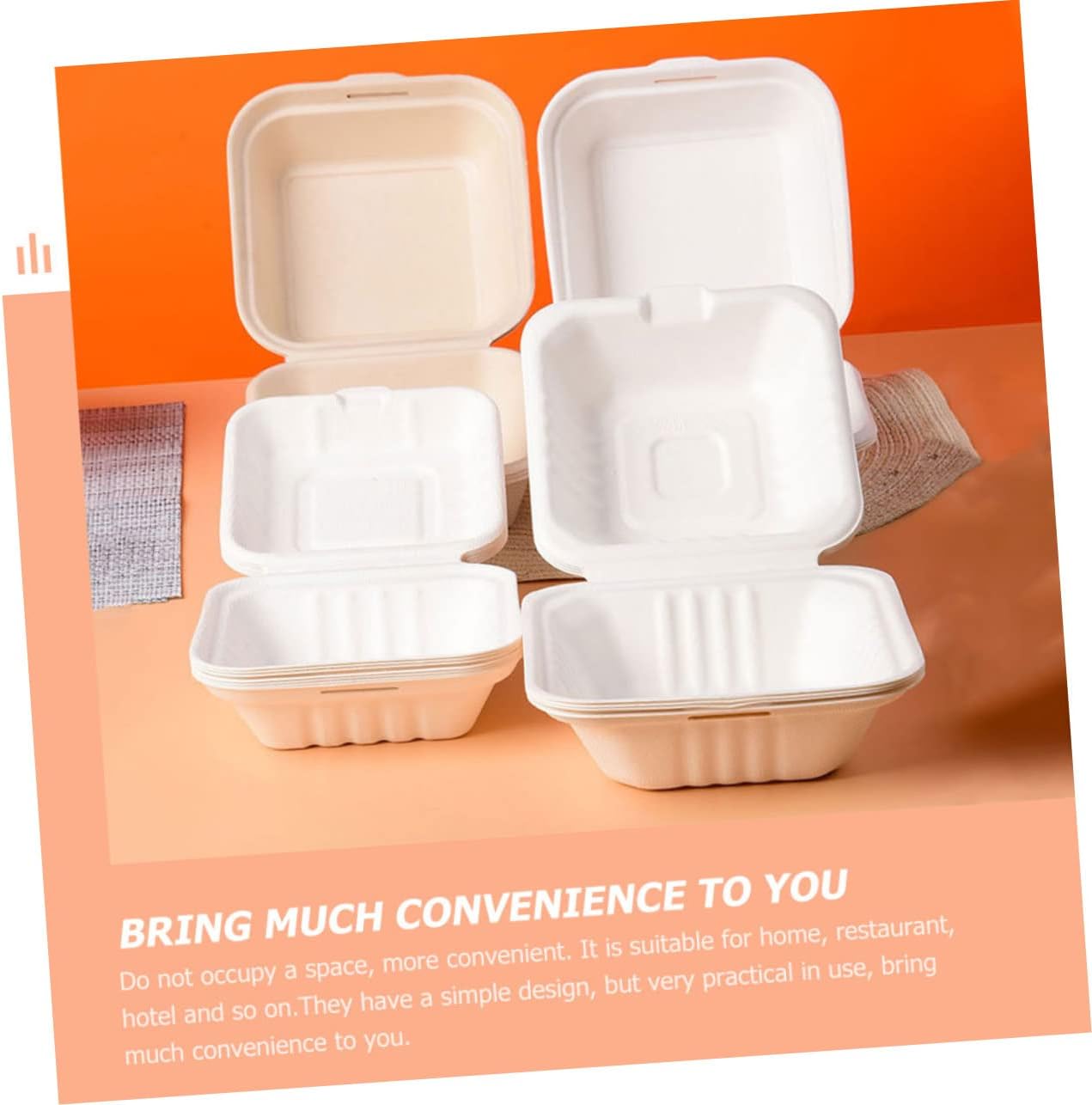 KICHOUSE 20pcs Disposable Food Takeout Boxes Pulp Containers for Salad Fruit and Snacks for Parties Bbqs and Outdoor Events