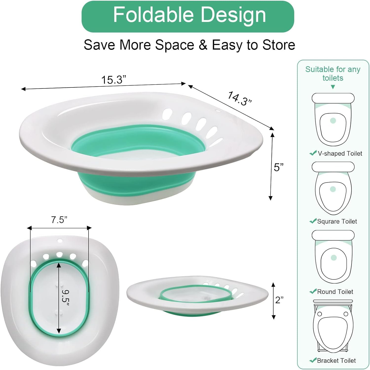 FRENYEAR Sitz Bath Toilet Seat with Flusher | Folding Sitz Bath Tub for Pregnant Women | Postpartum Care, Hemorrhoids Recovery, Vaginal | Anal Inflammation Treatment -Portable Perineal Soaking Basin 1
