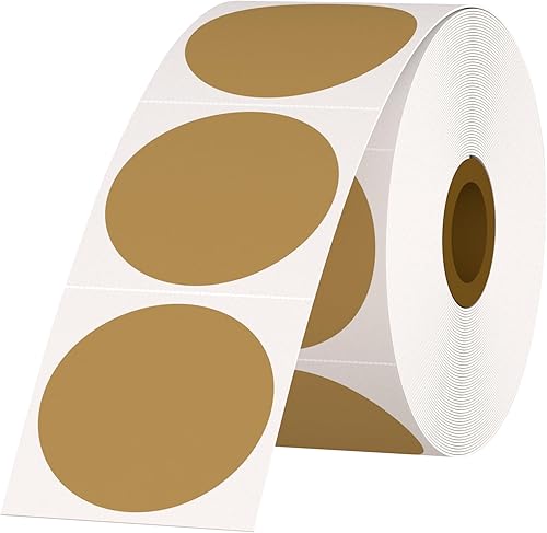 Etiquetas térmicas circulares de 2 pulgadas, autoadhesivas, color marrón, etiquetas térmicas directas, etiquetas térmicas enrollables, etiquetas de
