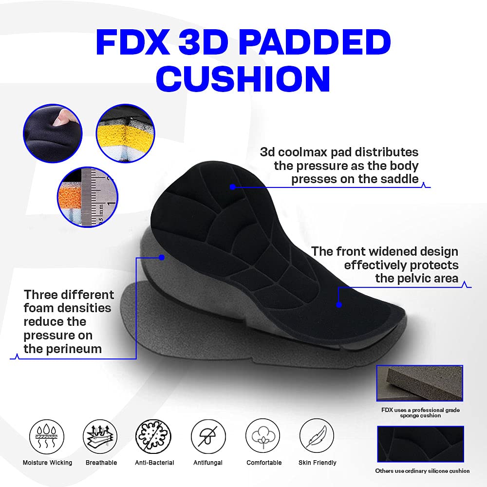 FDX Tights da Ciclismo da Uomo, Imbottitura 3D, Termici, idrorepellenti, Leggeri, Tessuto Super Roubaix, Pantaloni Invernali Bici, Leggings Elastiche