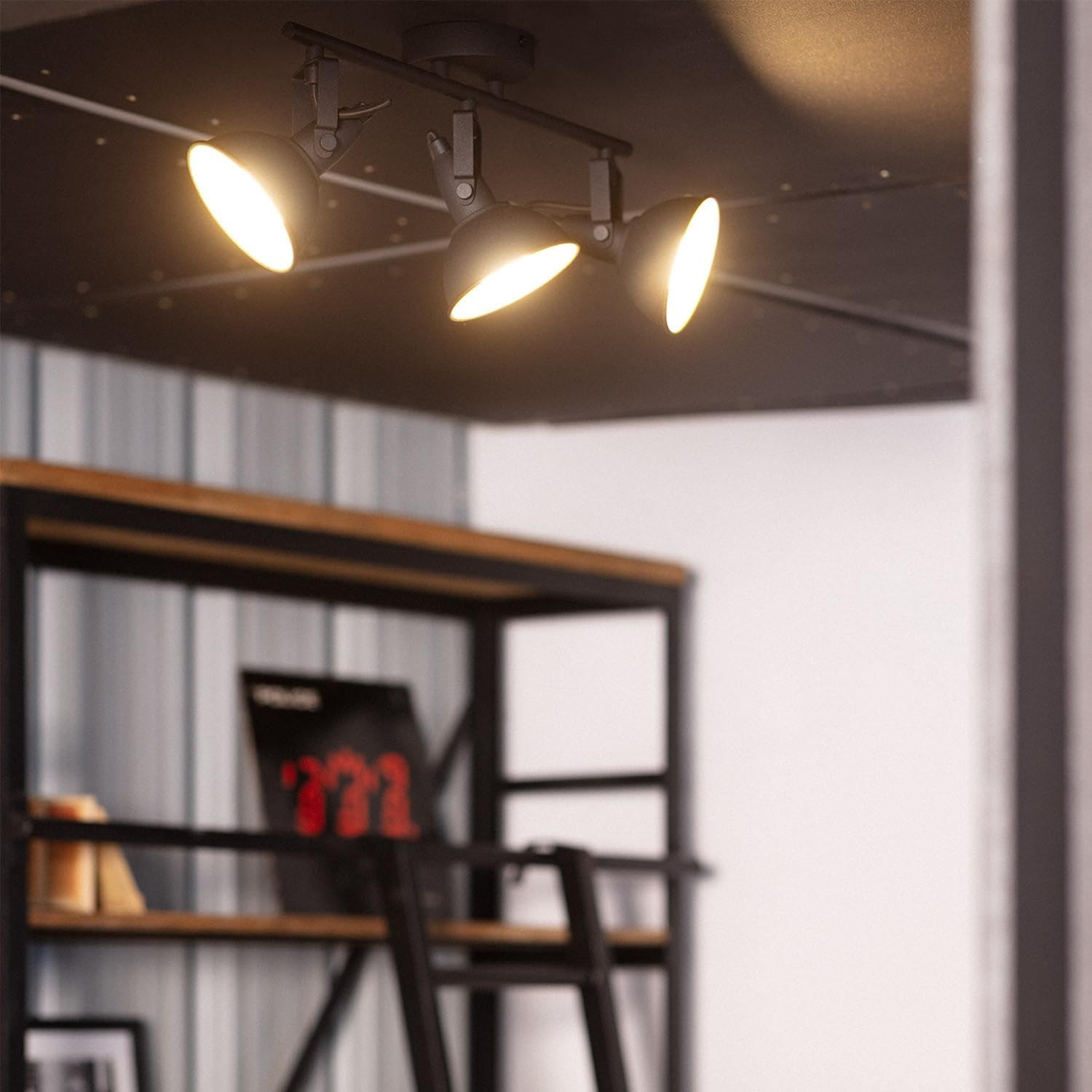 Dehobo Faretti da Soffitto con 3 Faretti Orientabili, Lampada da Soffitto Led Moderno Industriale in Metallo Nero, Luci da Soffitto per Soggiorno Corridoio, Lampadine E14 non Incluse Max. 40W