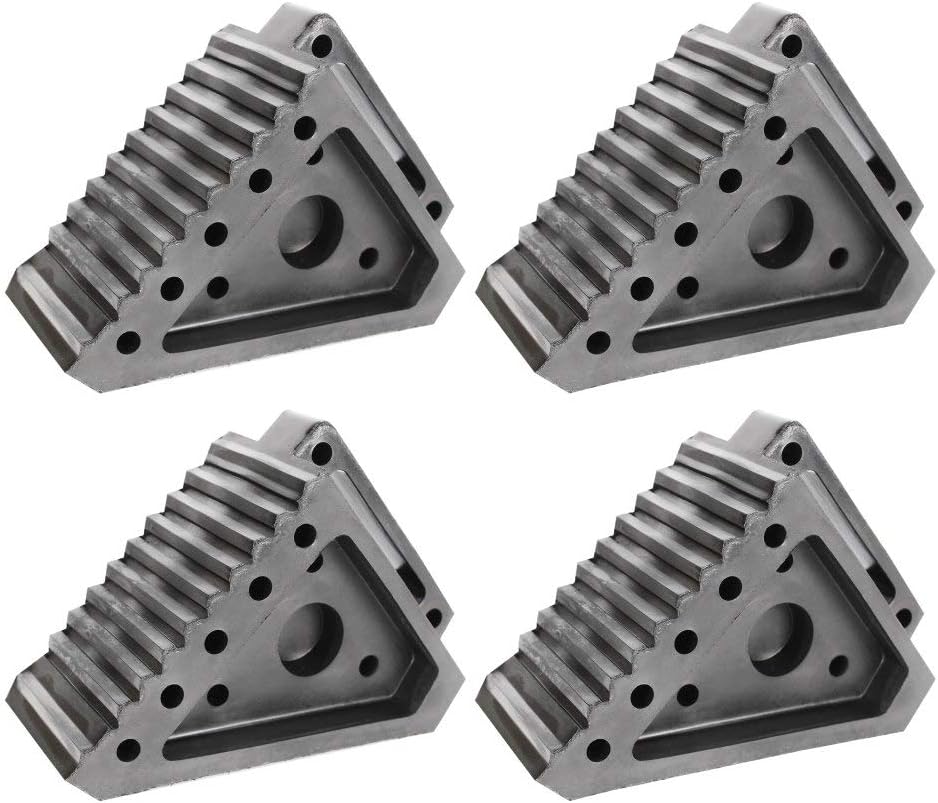 5001.5772.4 Heavy-Duty Solid Rubber Wheel Chock with Handle - Value 4-Pack