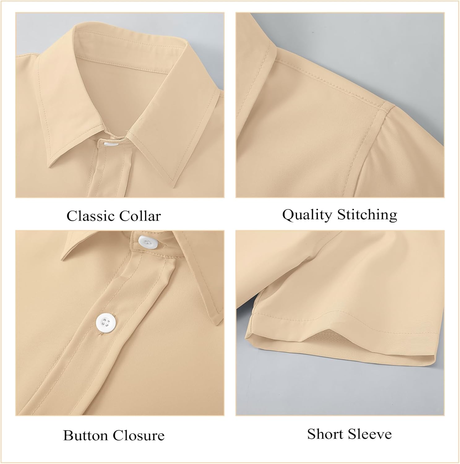 Phedrew Boys Short Sleeve Dress Shirt Lightweight Cooling Button Down Shirts Summer School Uniform Shirts for Kids - Image 5