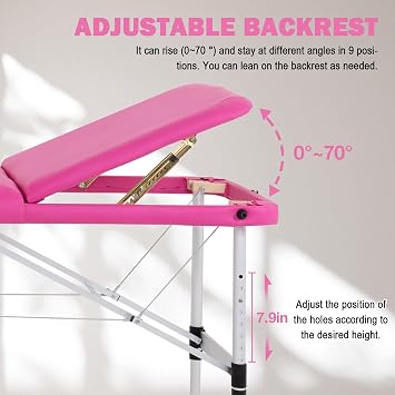 PayLessHere Aluminium Massage Bed Portable Massage Table 24 inch Wide Lash Bed 3 Folding Height Adjustable Spa Table with Non-Woven Bag for Spa Footmassage Facial CareSpa Tattoo
