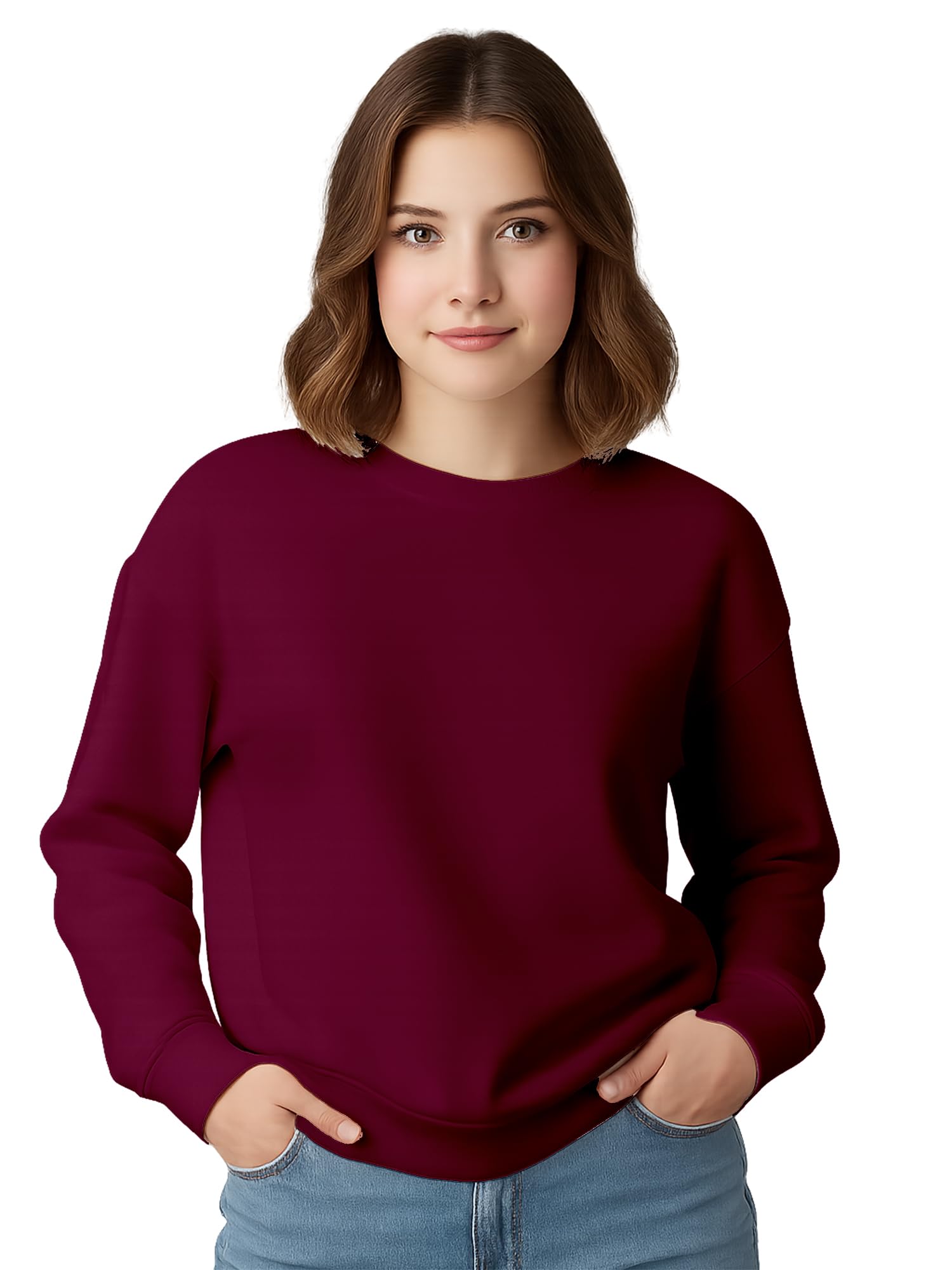 Women’s Premium Cotton Fleece Sweatshirt | Soft Warm Winter Wear | Casual Regular Fit Pullover Girl's Top for Daily Use