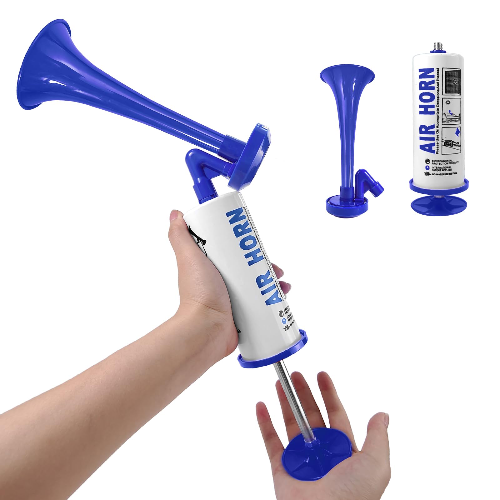 yuejuhe Air Horn Handheld, Marine Safety Airhorn, Portable Horns, Stadium Trumpet for Sports Events, Football Matches (Blue)