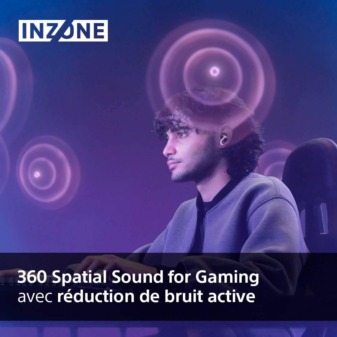 Sony INZONE Buds - Ecouteurs Gaming, 360 Spatial Sound, réduction de Bruit Active, 24 Heures d'autonomie, dongle à Faible Latence, compatibles PC et PS5, Bluetooth Standard Non Compatible - Blanc