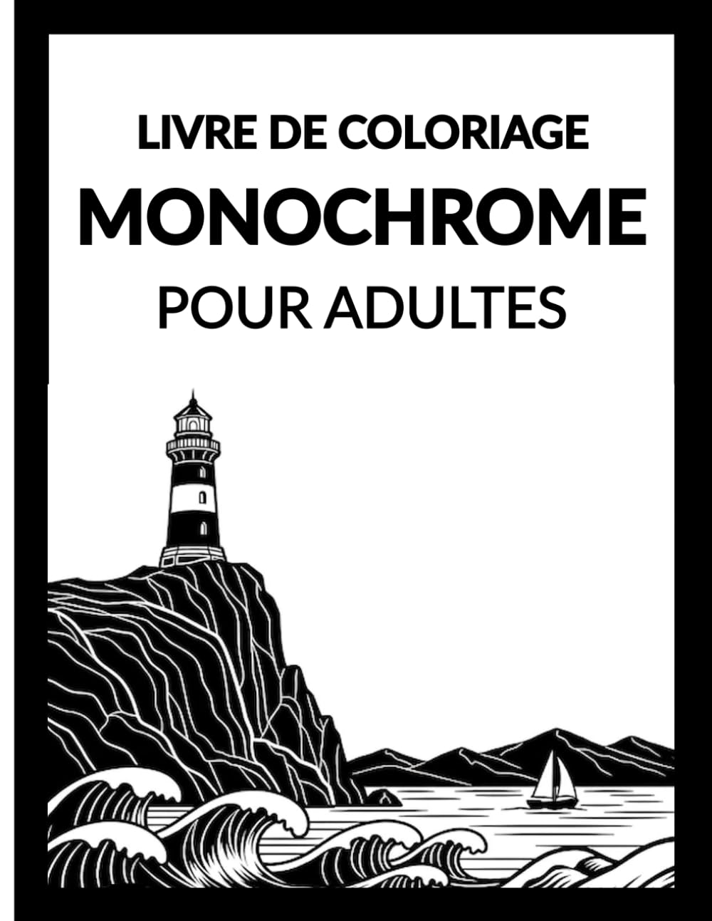 Livre de coloriage monochrome pour adultes: 59 illustrations simples et apaisantes | motifs relaxants pour réduire le stress et améliorer la concentration