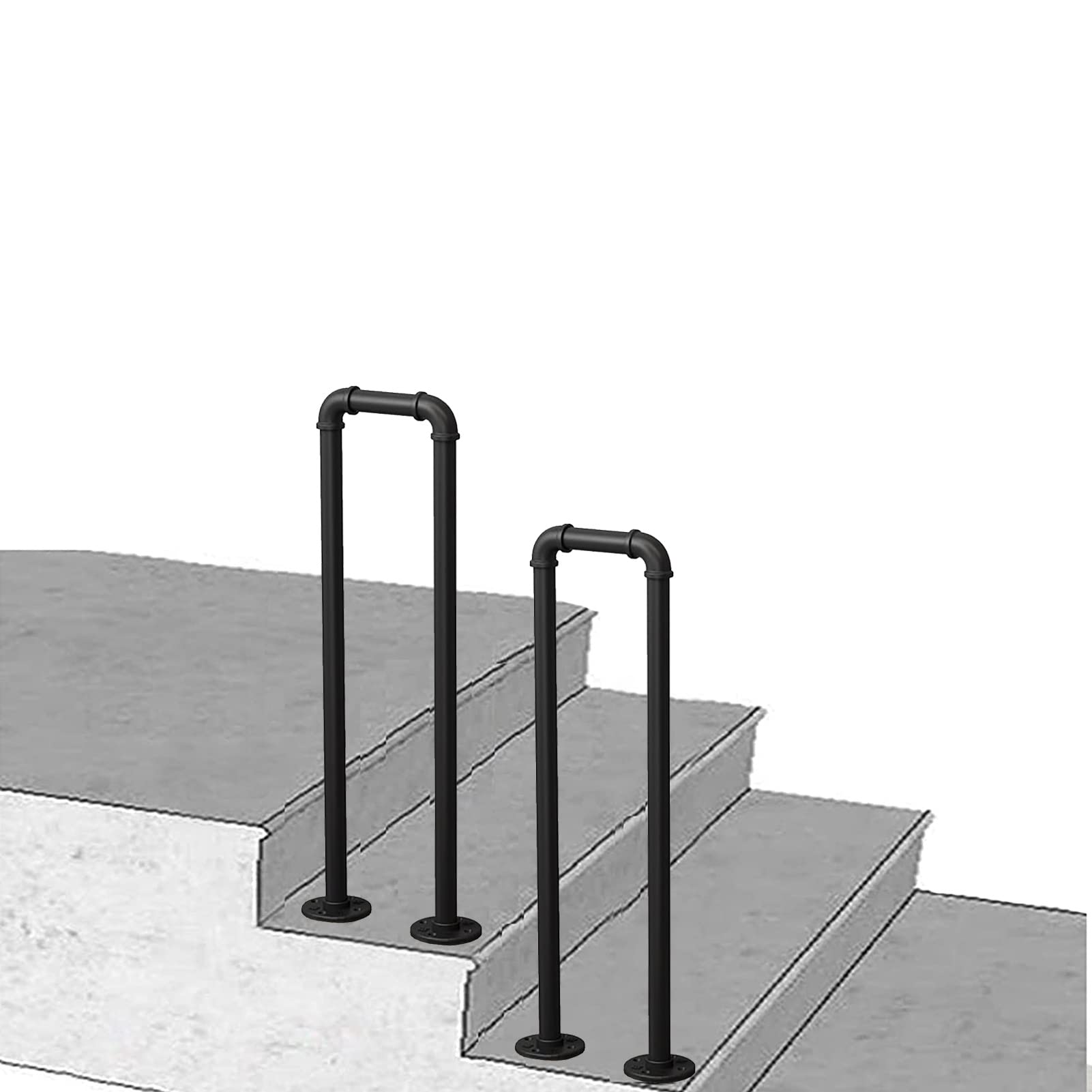 Main courante de transition en fer forgé noir pour escalier robuste