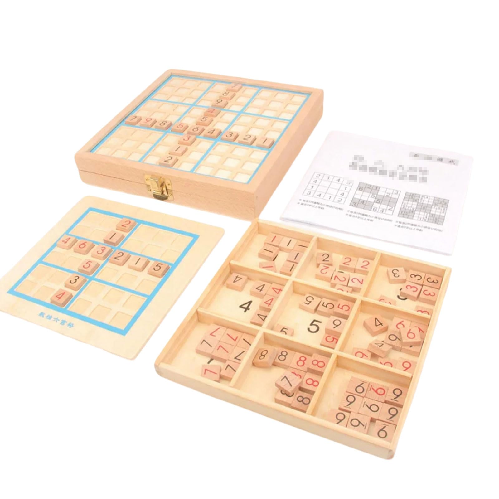 Rompecabezas Sudoku Madera Montessori 4 en 1 con Caja Almacenamiento | Juego de Mesa Sudoku, 4/6/9 Cuadrículas Juego de Lógica de Números, Juguete Educativo para Aprendizaje de Matemáticas