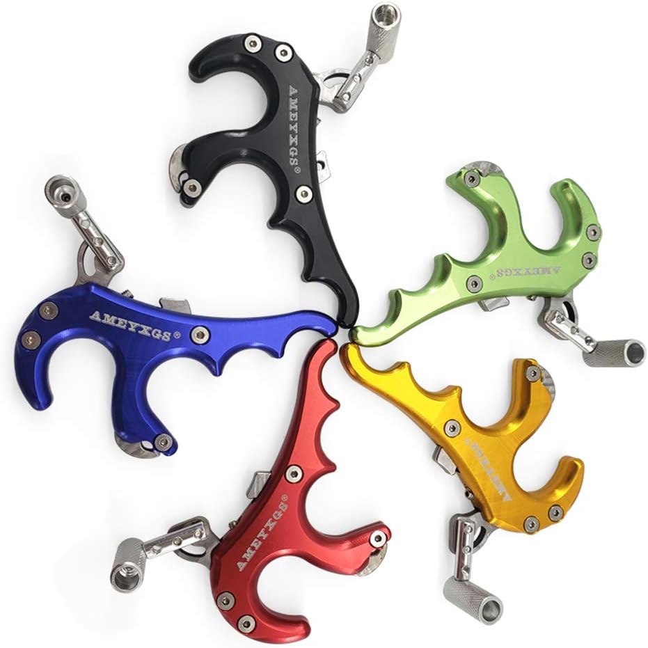 AMEYXGS Archery Release Trigger 4-Finger Thumb Grip Compound Bow Button Release Aid Gear Archery Accessory