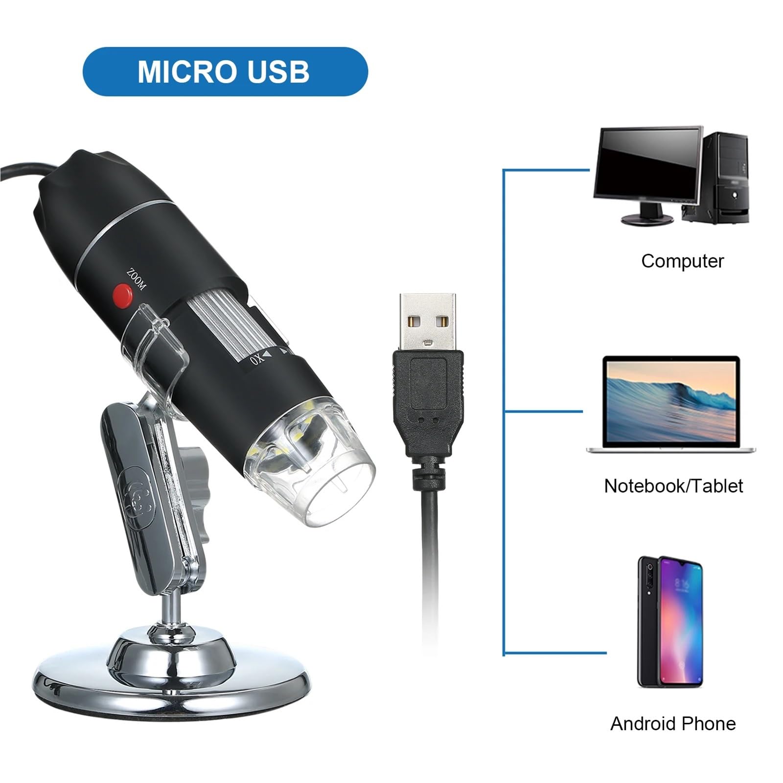 Digitales Mikroskop. USB Digitalmikroskop Handkamera 8 LEDs Tragbar | 1000-fache Vergrößerung