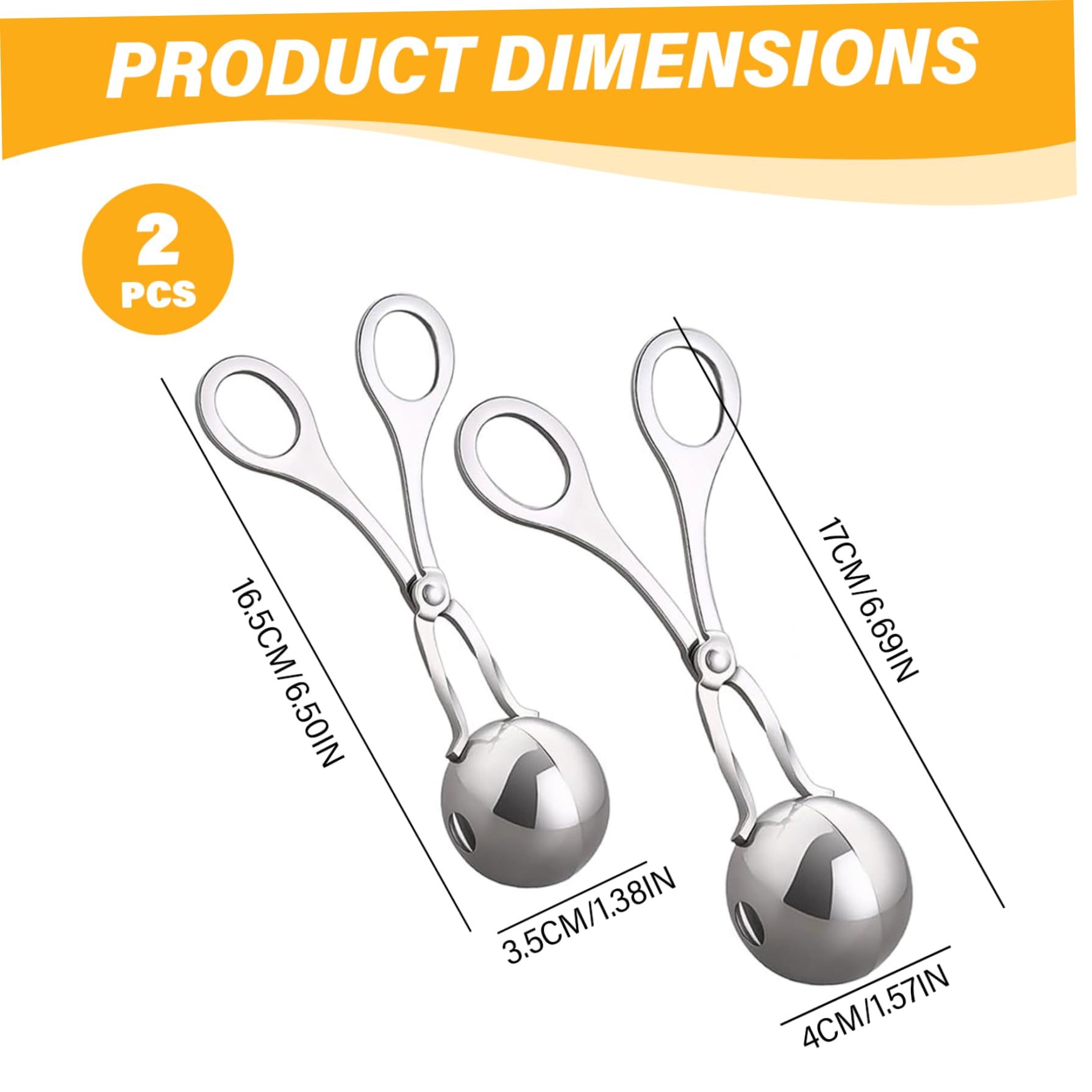 Herramienta Para Hacer Albóndigas 2PCS Herramienta Para Hacer Albóndigas Grandes Y Pequeñas De Acero Inoxidable Pinzas Antiadherentes Para Albóndigas Con Orificio De Descarga