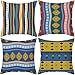 Lieson Paquete de 4 fundas de almohada, fundas de almohada de 18 x 18 45 x 45 cm, diseño geométrico abstracto para sala de estar, sofá, azul, amarillo, marrón, morado, poliéster