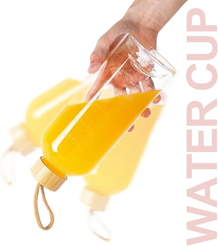 Miniatura 4 de Crazy Music Botellas de agua de vidrio transparente de 32 onzas, botellas de vidrio reutilizables con tapas de acero inoxidable a prueba de fugas,