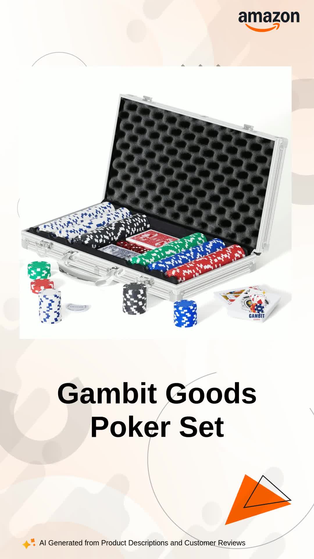 Gambit Goods 300-Piece Deluxe Poker Chip Set with Unbreakable