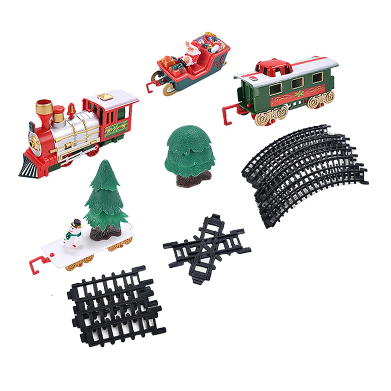 Mipcase Giocattolo Trenino di Natale Elettrico con Binari Decorazioni Natalizie da Tavolo in Plastica Set Educativo per per Sviluppo Motorio e Coordinazione