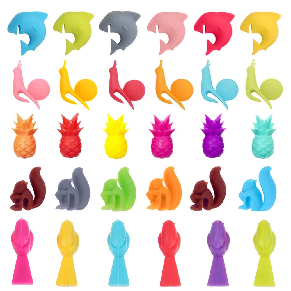 Marqueurs Verres Silicone 41 Pièces - Animaux Colorés Réutilisables - Pour Fêtes Et Soirées