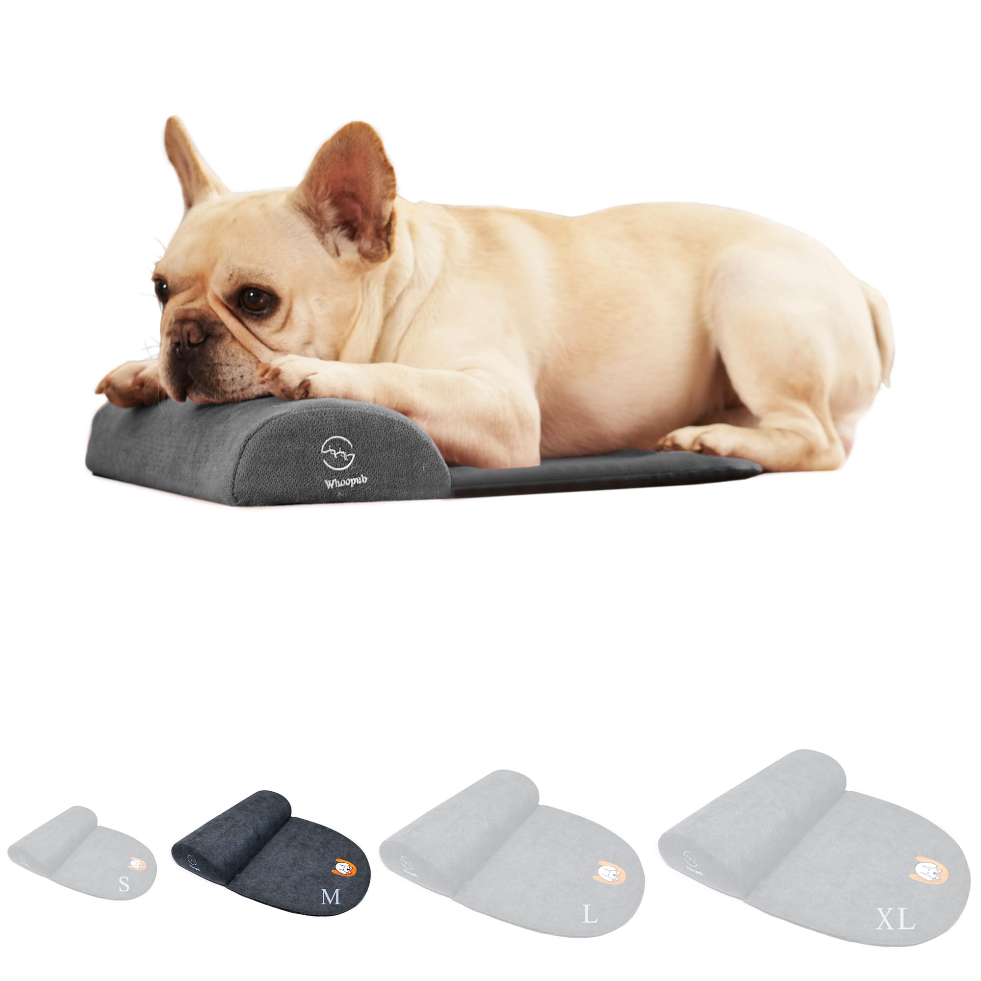 Whoopub Dog and Cat Bolster Pillow for Medium Dogs and Cats, Benefit for Cervical Vertebra and Neck, Easy to Carry When Traveling, with High Resilience Foam, Machine Washable Cover (Dark Gray, Medium) — image 1