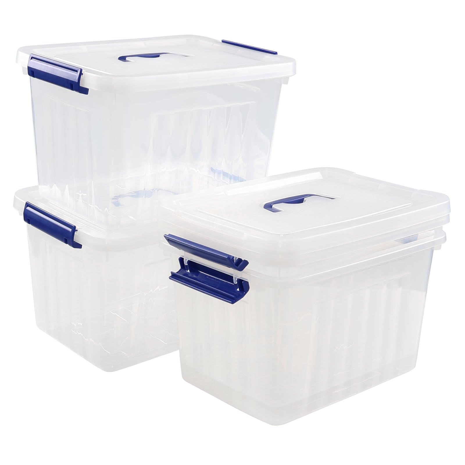 Cajas de Almacenaje Organizadoras Transparentes de 10 Litros, Cajas de Plástico con Tapas, Juego de 4