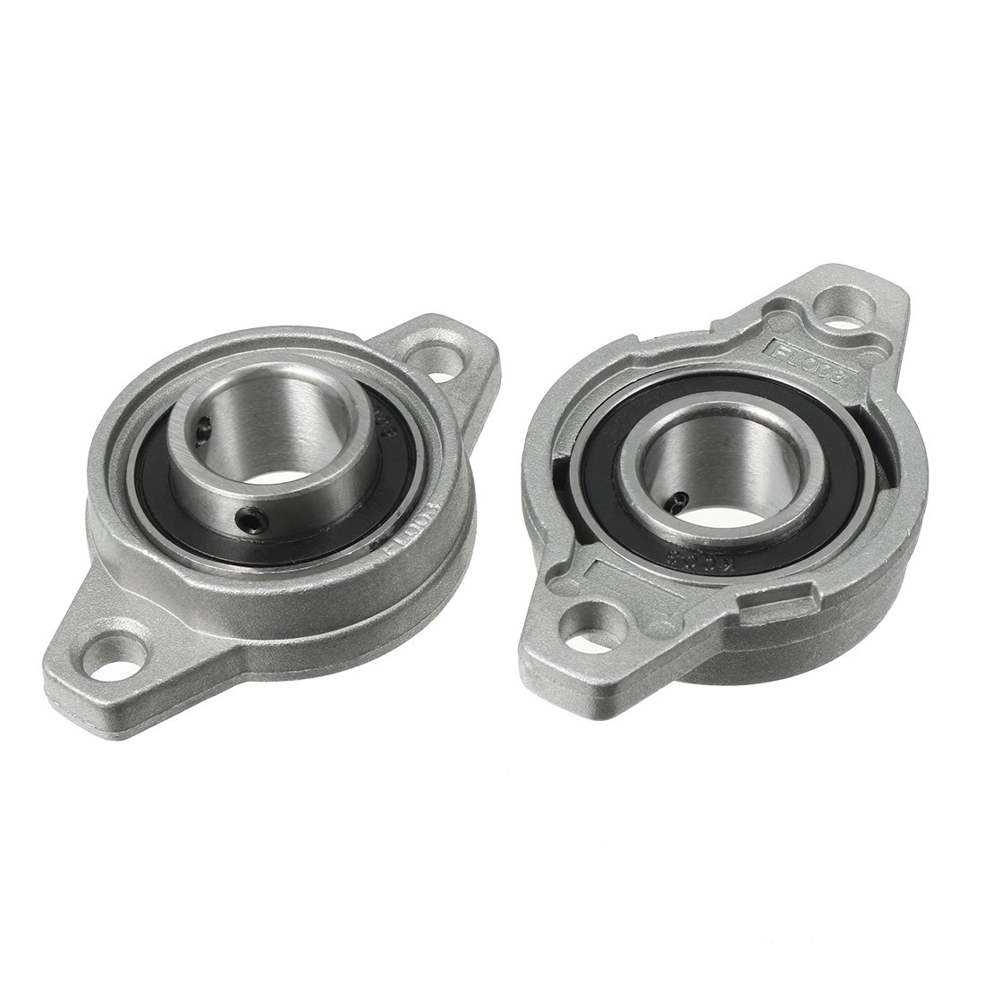 Lot De 2 Roulements à Coussin à Bride KFL003 - Alésage 17mm Alliage Zinc Acier Chromé Auto-Alignant