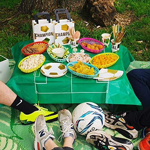 Talking Tables Football Party Paper Table Cover, White and Green, 180cm x 120cm