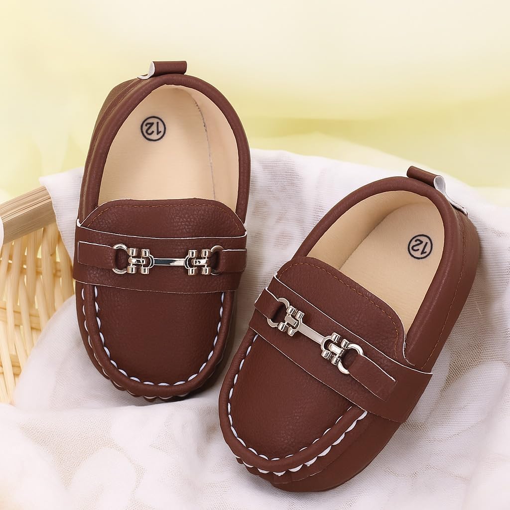 LONSOEN Baby Girls Boys Loafers Prewalker Dress Crib Shoes - Image 3