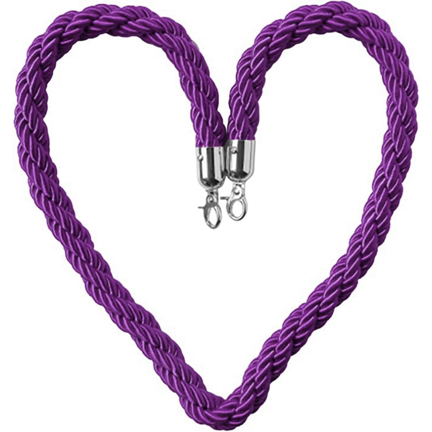 KLGFBDC Purple Rope Barrier for Crowd Control 3/4/5/8 ft Hemp Rope Queue Management with Stylish Belt - and Flexible Crowd Barriers