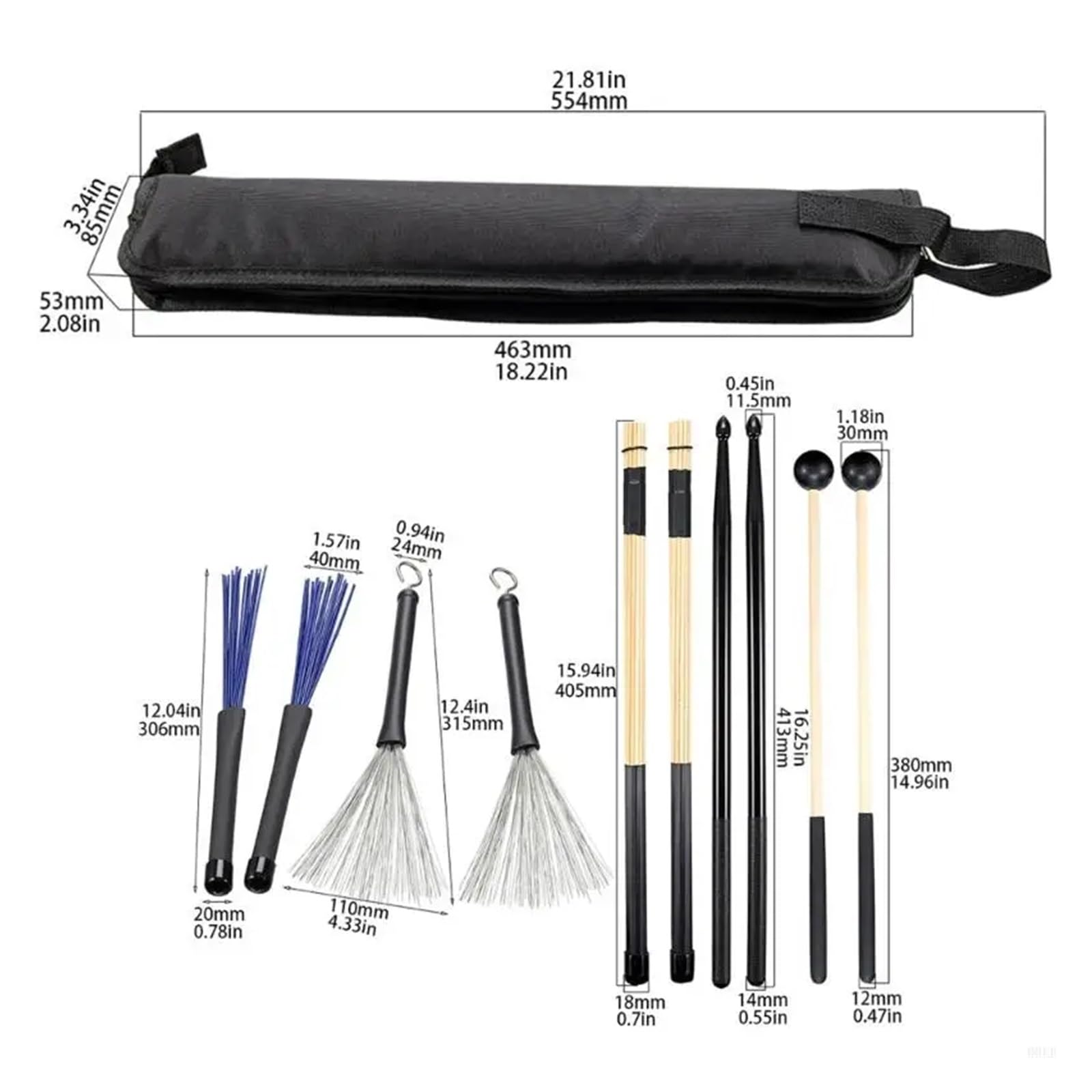 Ensemble Complet D'accessoires For Batterie, Baguettes, Sac À Maillets