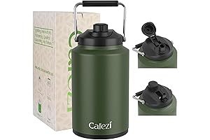 1 Gallon Insulated Water Jug 2-in-1 Lid Vacuum Insulated, Flip Straw and Spout