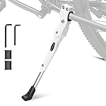 TOPCABIN Bicycle Adjustable Aluminium Alloy Bike Bicycle Kickstand Side Kickstand Fit for 22 24 26- White