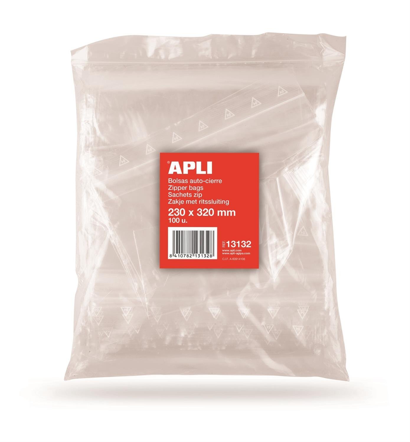 APLI 13135, Pack de 100 Bolsas de Plástico con Autocierre, 80 x 120 mm, Multicolor — view 3