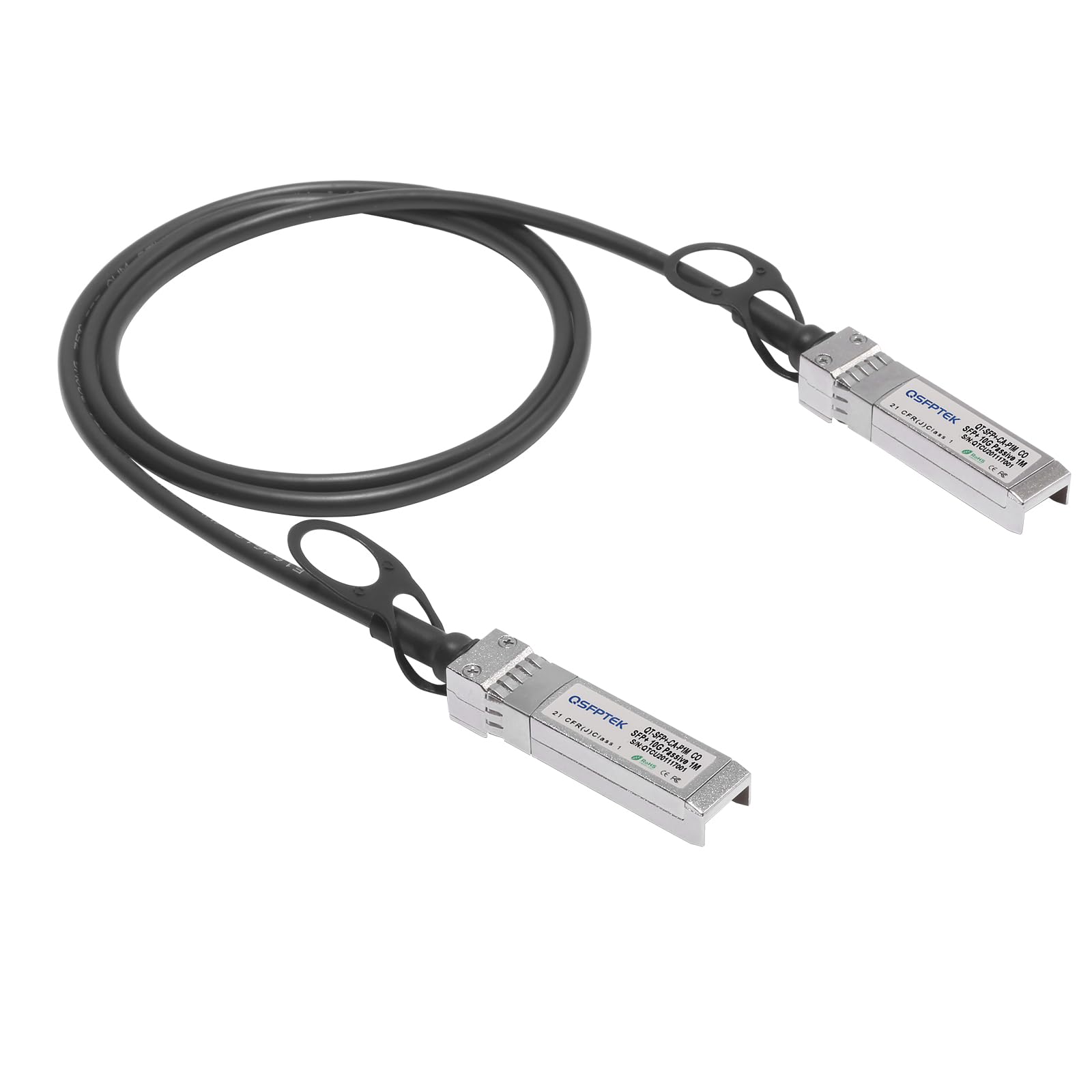 QSFPTEK 10G SFP+ DAC Cable, 1m (3.3ft) Passive Direct Attach Copper Twinax Cable for Cisco SFP-H10GB-CU1M, Ubiquiti, D-link, Netgear, Mikrotik, Open Switch Devices