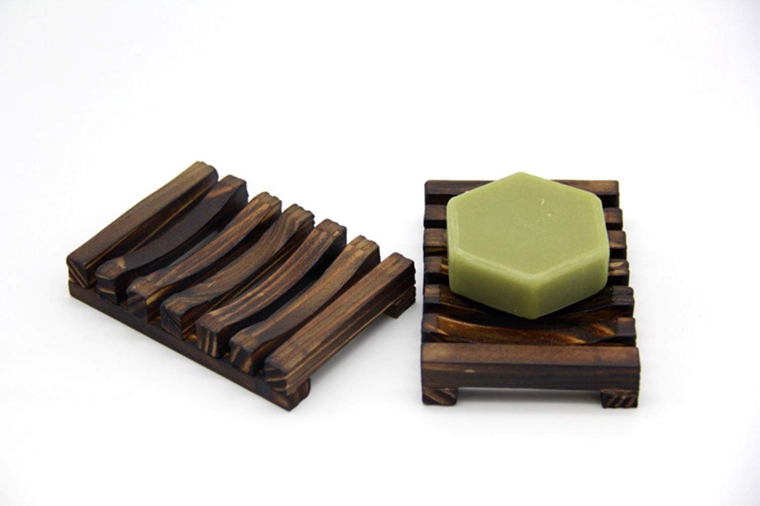 Dadaa Coffee Soap Dishes, Wooden Soap Holder Soap Dish Drainer For Bathroom Shower Sink,Set Of 2 (Coffee)
