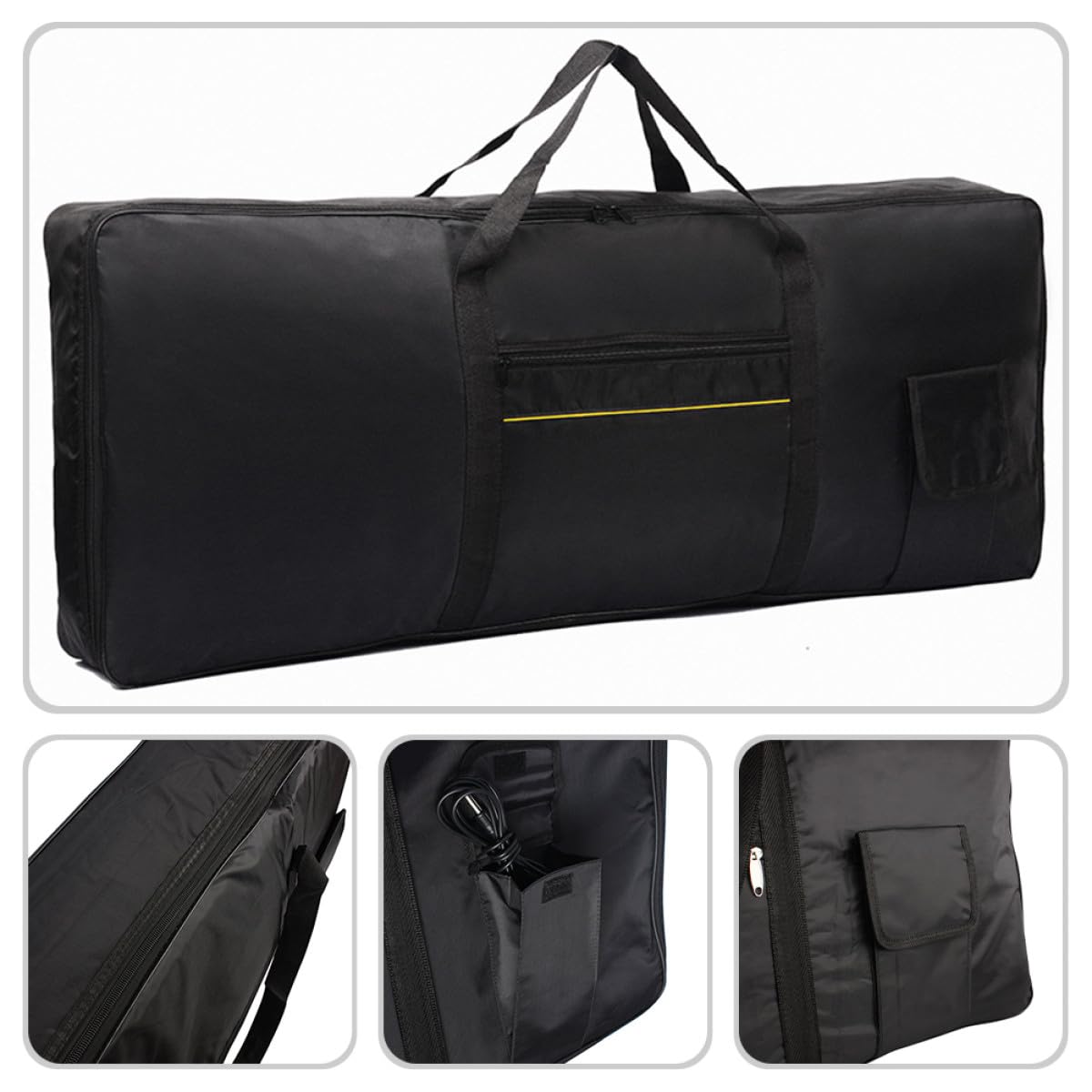 Borsa per Tastiera Elettronica Comoda Tracolla Oxford Nera 61 Tasti Design Moderno e Resistente Utilizzo a Mano o Zaino