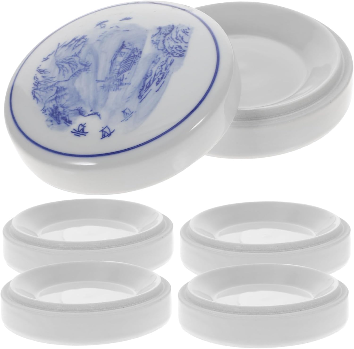 Housoutil Ceramic Palette Set for Chinese Ink Painting Layers Paint Mixing Tray Lid Sturdy Artists