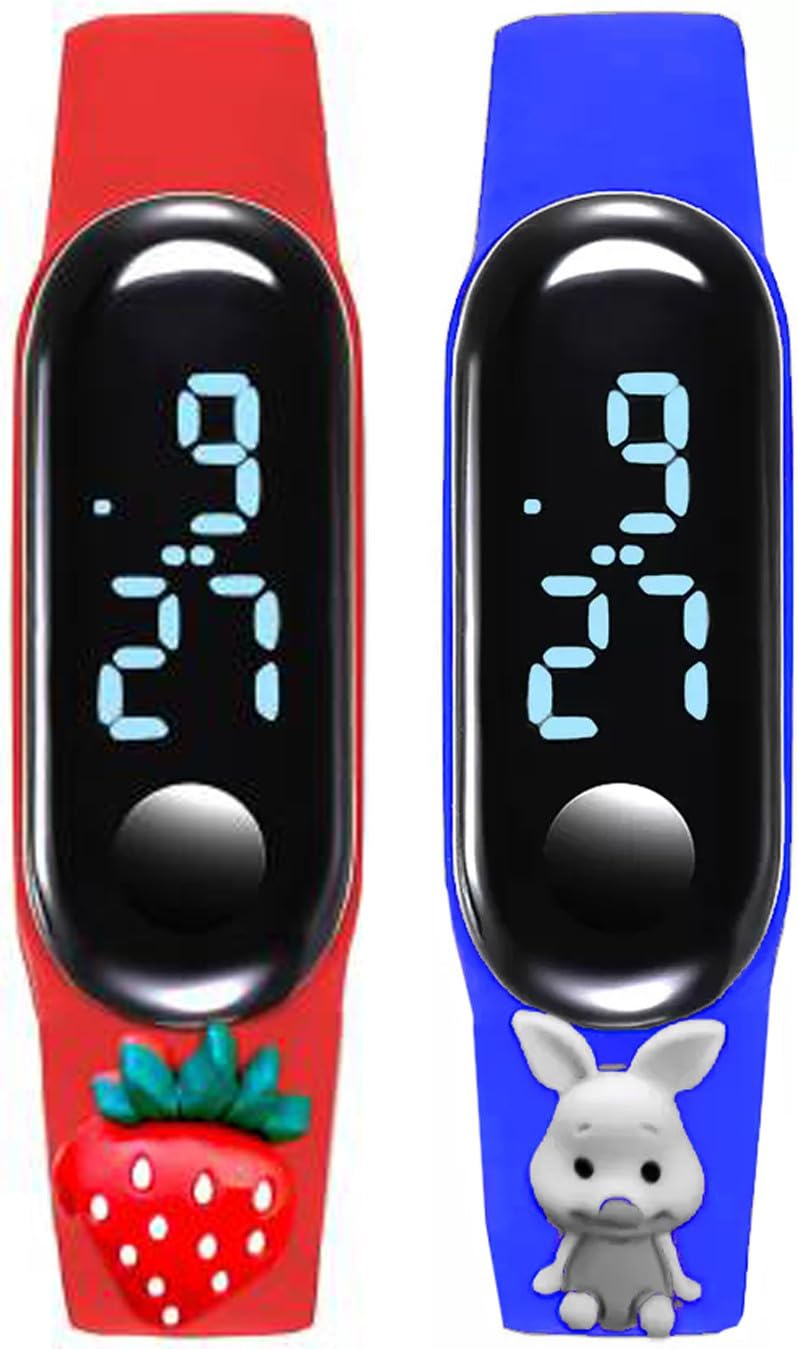 Kala Creations RED-BLUEFITBAND Digital Watch - for Boys & Girls|AB3_Combo Bend RED+Blue