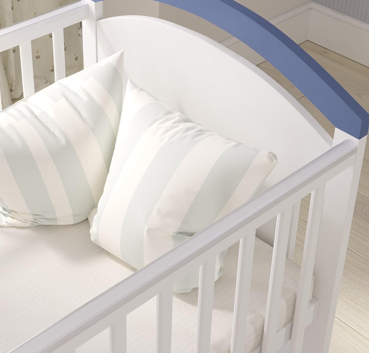 Love For Sleep Babybett Beistellbett 120x60cm mit Sicherheitsbarriere Umwandelbar Blue AMIE Kinderbett Baby Bett Holz - Kinderbett Babybett, Mitwachsend Gitterbett Baby Bed
