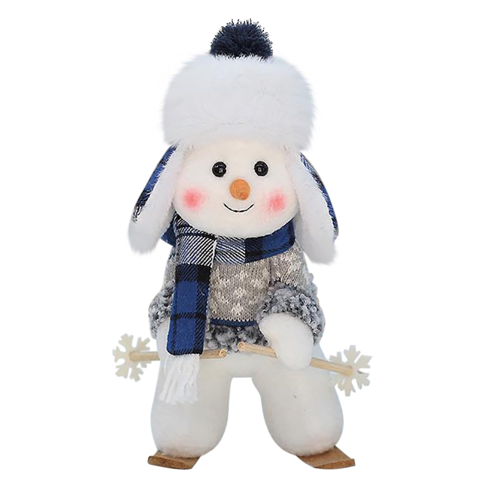 Qinghuai Christmas Table Decorations, Lighted Plush Snowmen Figurines Light Up Snowman Holiday Present Battery Operated Xmas Gifts Winter Tabletop Orn