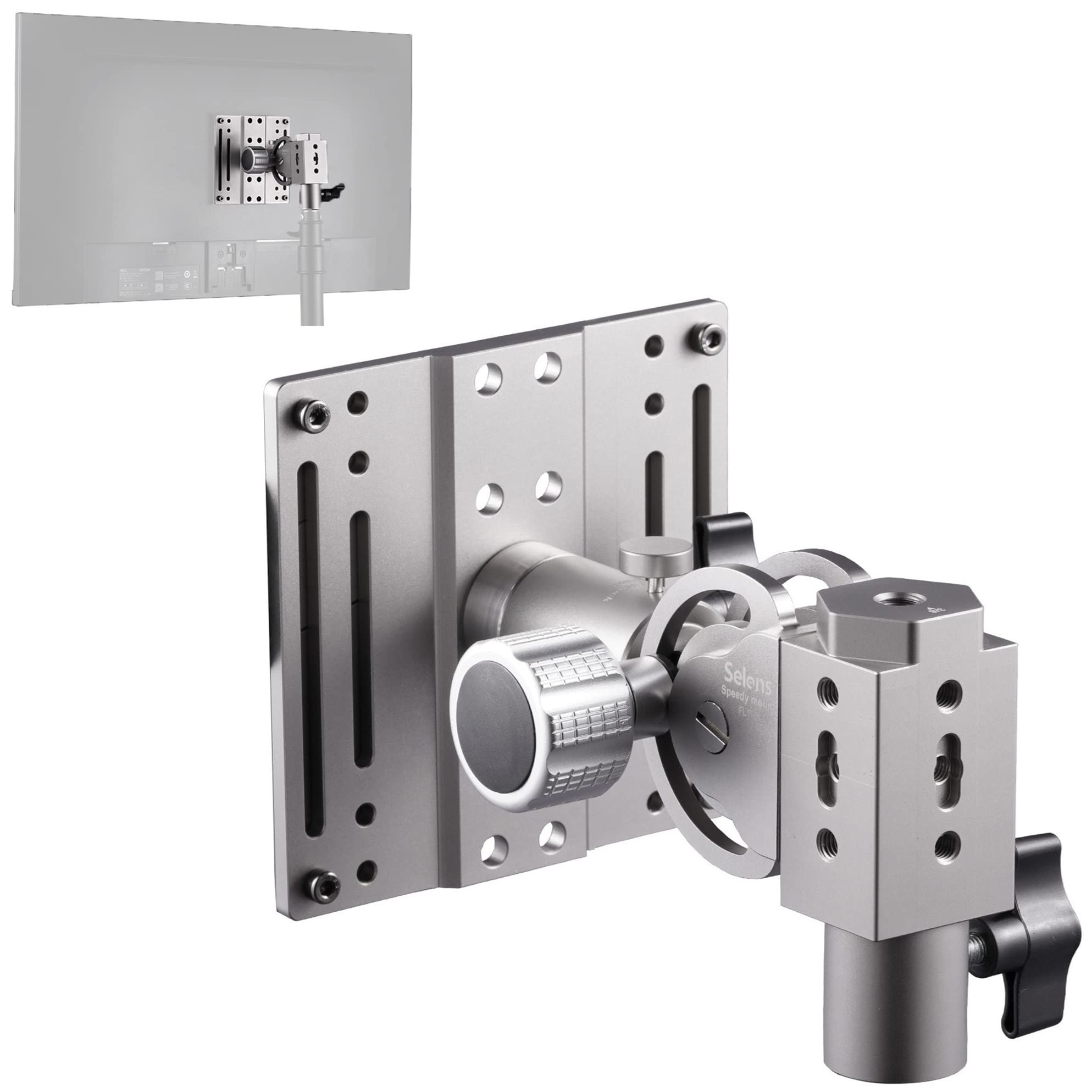 Pro Quick Release Aluminum Monitor VESA Stand Mount Swivel for Light, AXIS & C Stand Safety Protect Accessories for Photography Photo Studio Photographer