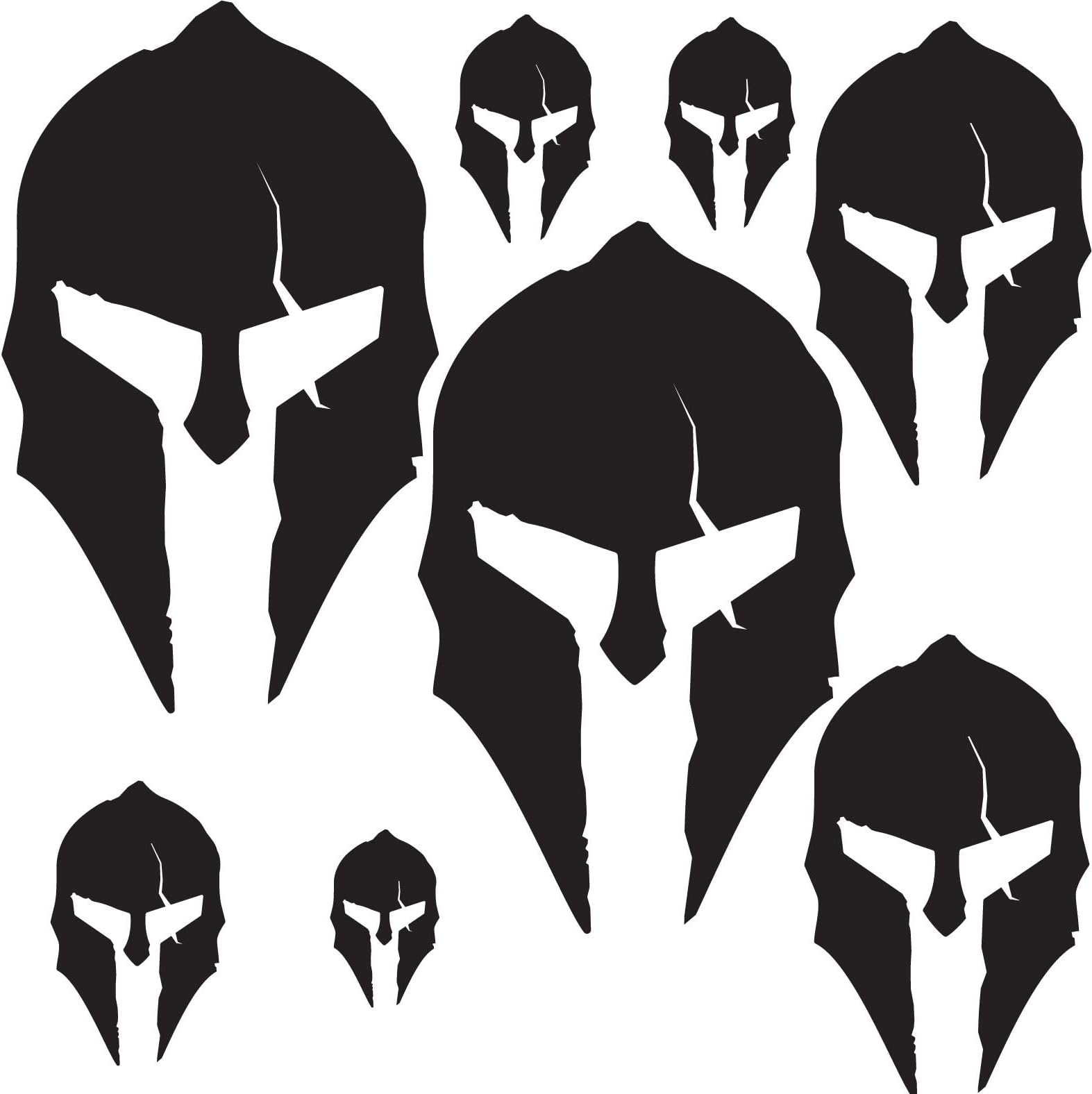 Vinyl Friend Spartan Helmet Decal Sticker Pack - Solid Colors - Contour Cut - Quality Pack (Small, Black Matte)