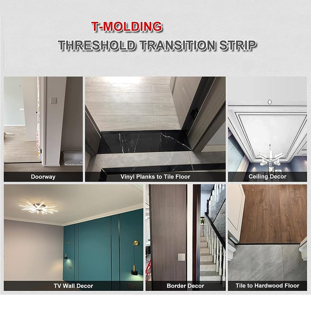 COKYIS Perfil De Transición De Suelo Moldura En T, Perfil De Unión para Suelos Autoadhesiva, Riel De Transición De Aluminio, 33mm Tapajuntas Suelo Plana (Color : G, Size : W-3.3cm)