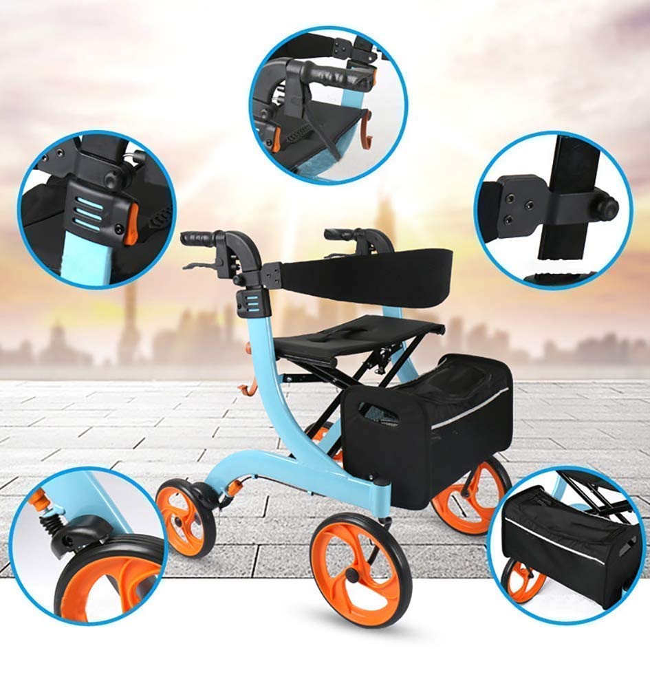 Chodzik Rollator z siedziskiem, wygodnymi uchwytami i oparciem układu hamulcowego, składany chodzik na zakupy dla osób starszych, pomoce ułatwiające poruszanie się Interesting