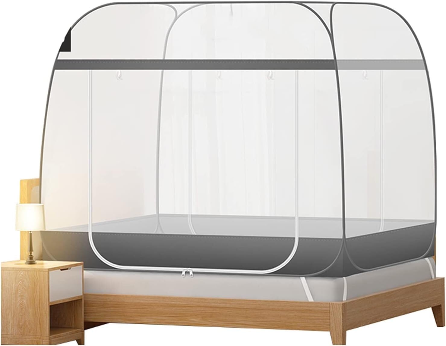 Moustiquaire pliable lit simple 1.2m antichute portable gris