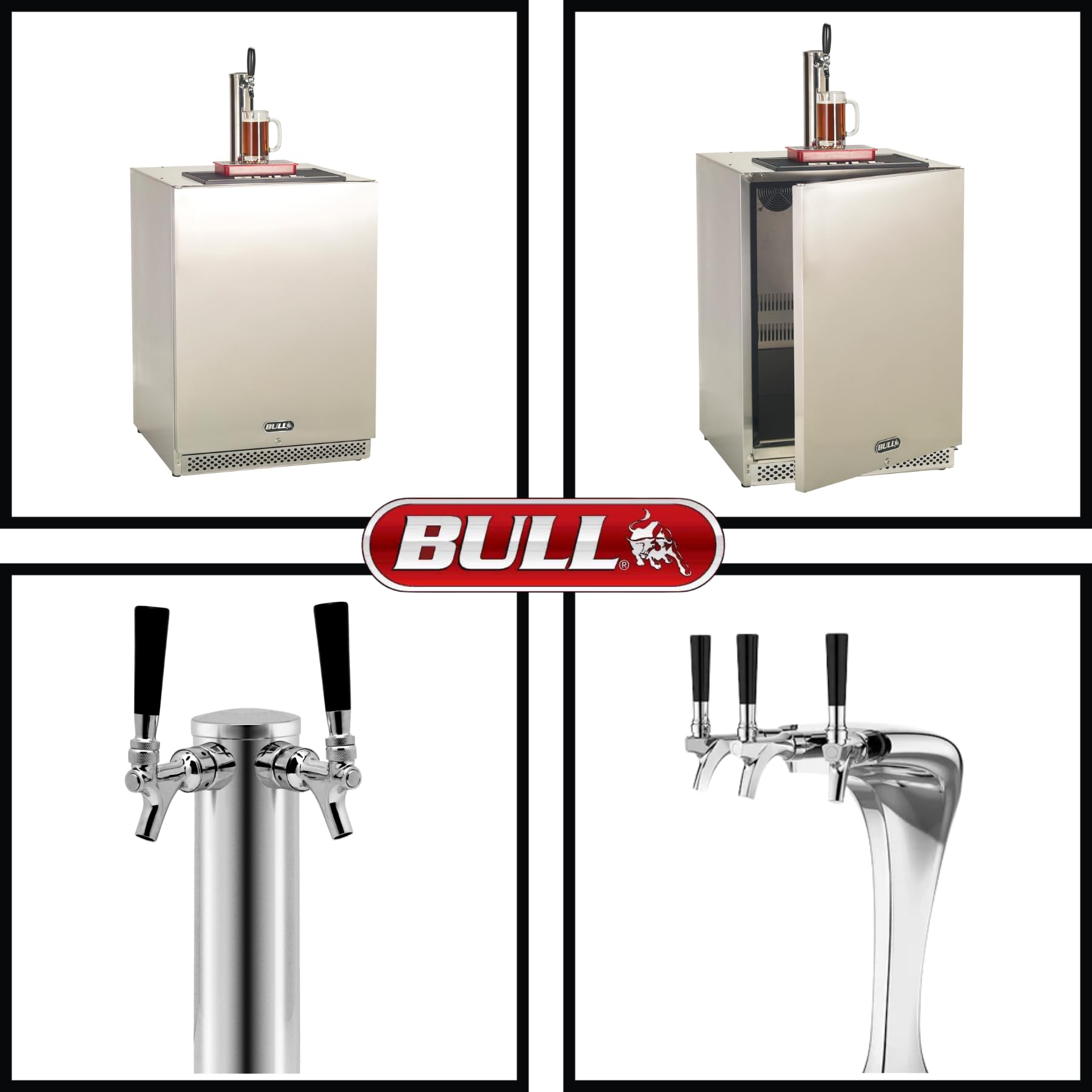 Bull Outdoor Products Outdoor Rated Kegerator – 304 Stainless Steel Single Tap Beer Fridge with Digital Temperature Control, Front Venting, and Locking Door – Built-In or Freestanding on Fridge.com