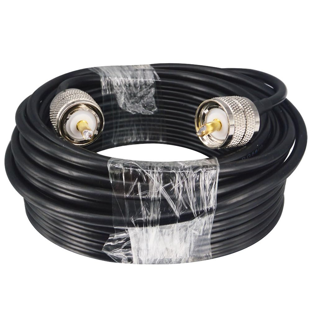 Conector PL-259 UHF Macho de pérdida Ultra Baja de 10M a Conector PL-259 Macho UHF, Cable coaxial de Cobre Puro RG58 / U para Radio Ham y CB, analizador de Antena, Carga simulada