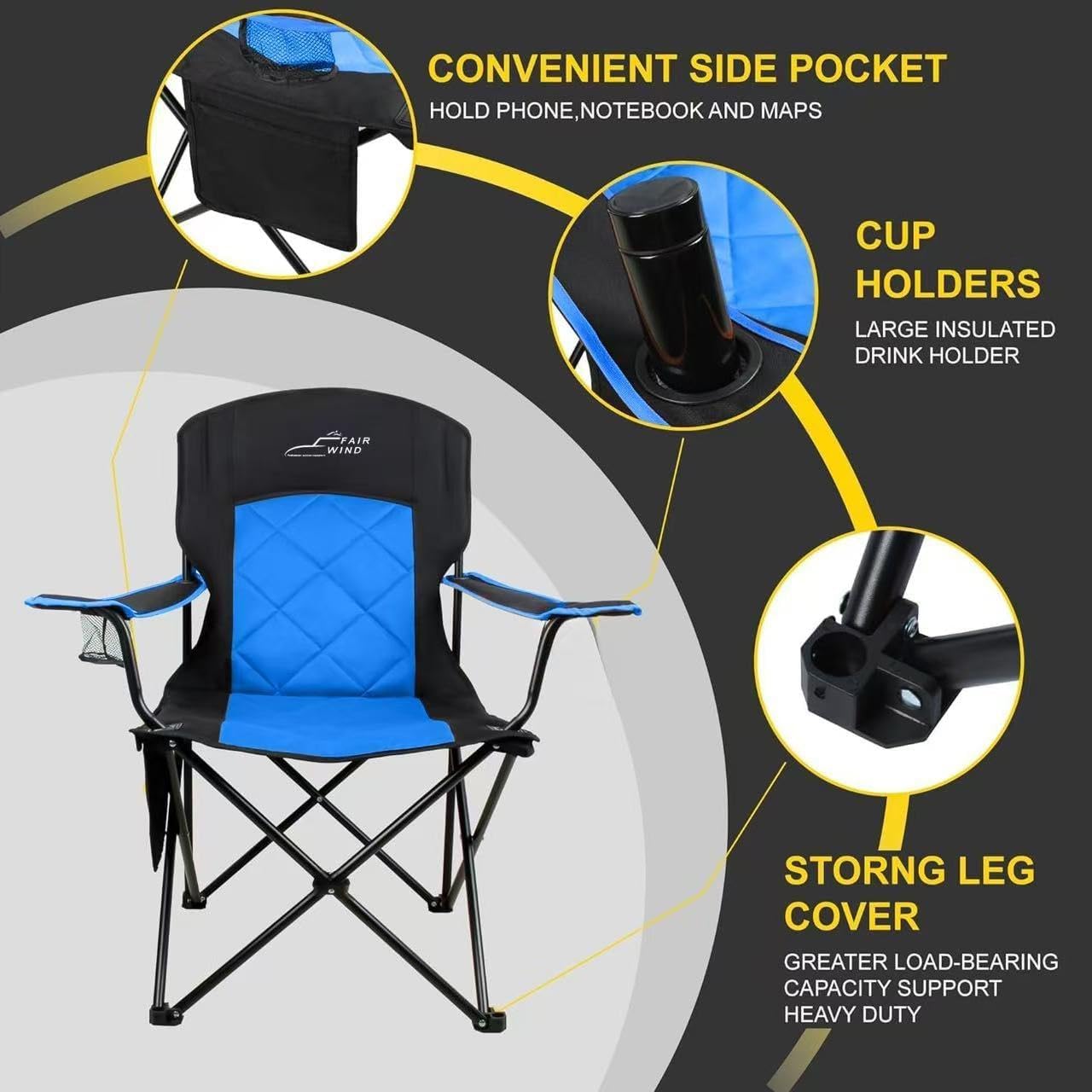 Amazon.com: FAIR WIND Camping Chair 2 Pack 400 LBS Capacity Fully